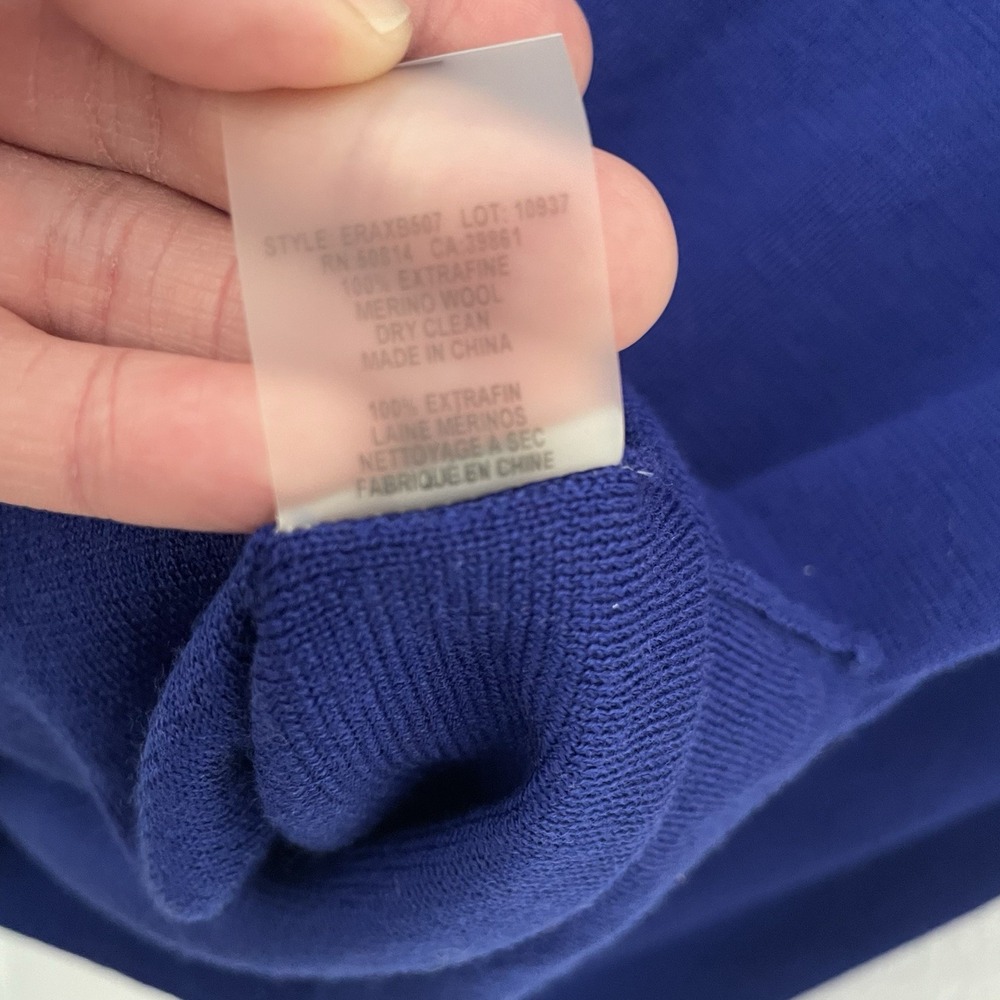 Elie Tahari Blue Cold Shoulder Merino Wool Sweater Top Women's M - Picture 6 of 6